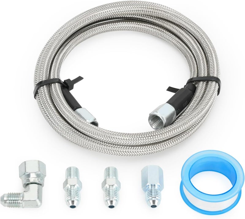 SJDYYMX 72 inch Stainless Braided Line 4AN Multi Size Remote Turbocharger Sensor Teflon Gauge Line Kit - Image 1